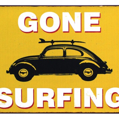 em3896 gone surfing rustiek tekst bord cadeau kado online metaal deco decoratie