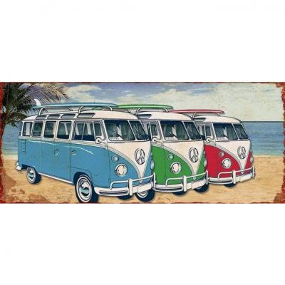 em3799 rustiek tekst bord cadeau kado online metaal volkswagen bus deco decoratie