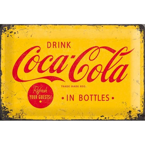 Gebold tin bord:  Coca-Cola reclame 1930 | 20 x 30 cm