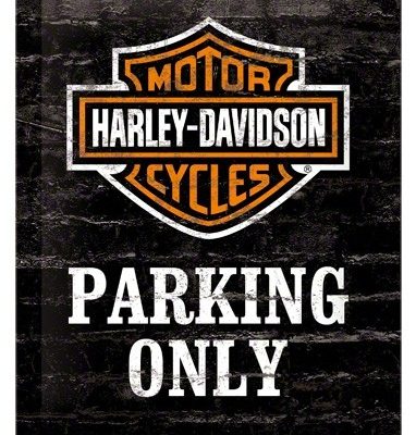NA26117 Tin Sign harley-davidson Parking Only gebold metalen bord rustiek tekstbord tekst bord cadeau kado online metaal decoratie