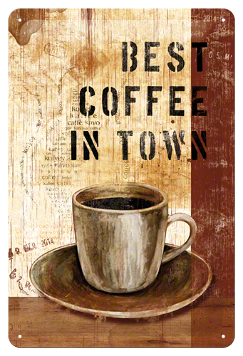 NA22156 best coffee in town-gebold-metalen-bord-rustiek-tekstbord-tekst-bord-cadeau-kado-online-metaal-decoratie